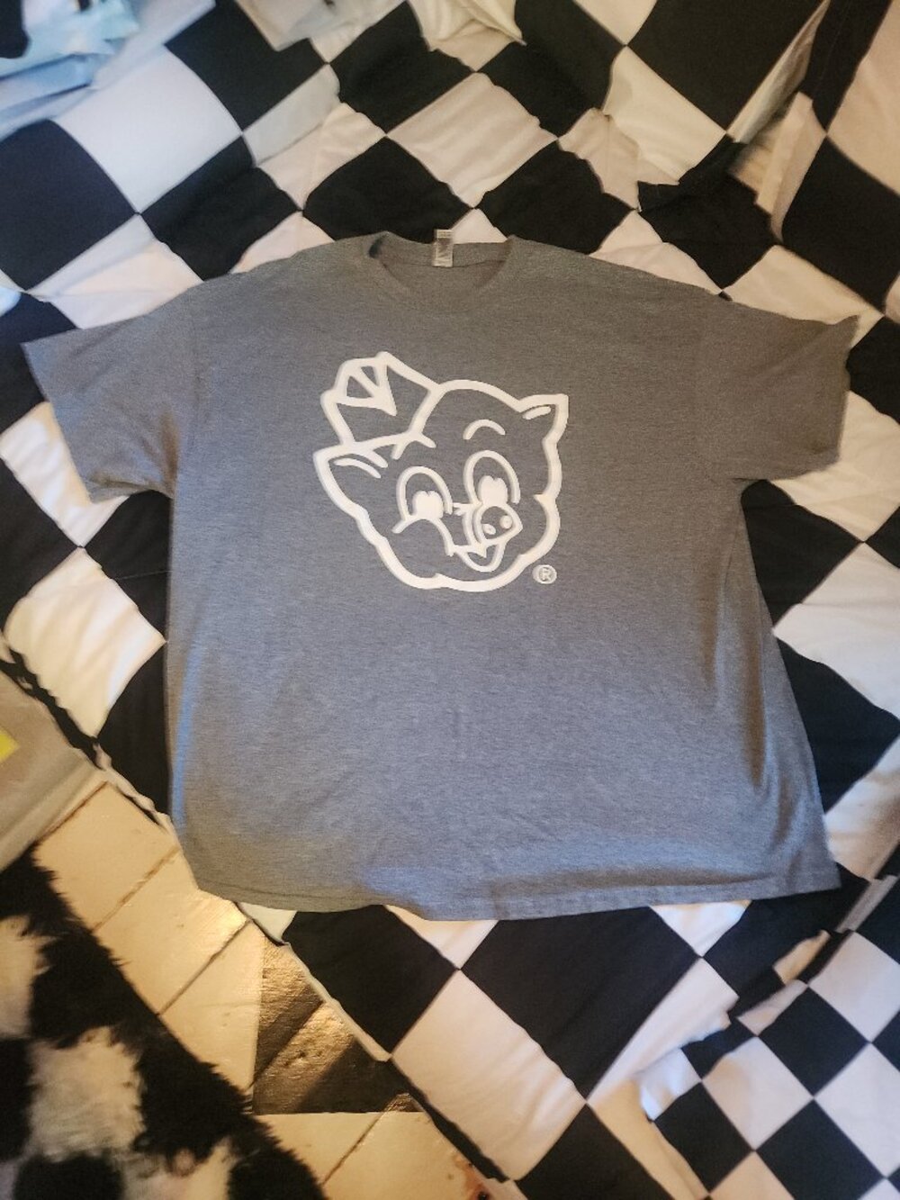 Piggly Wiggly Grocery Store Mascot Tee Go Pig or Go Home Gray 2XL